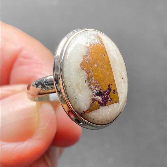 Rarest Copper in Agate Ring Size 8.5 in Solid Sterling Silver 925 - Picture 1 of 9